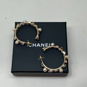 Chanel Pearl Hoop Earrings